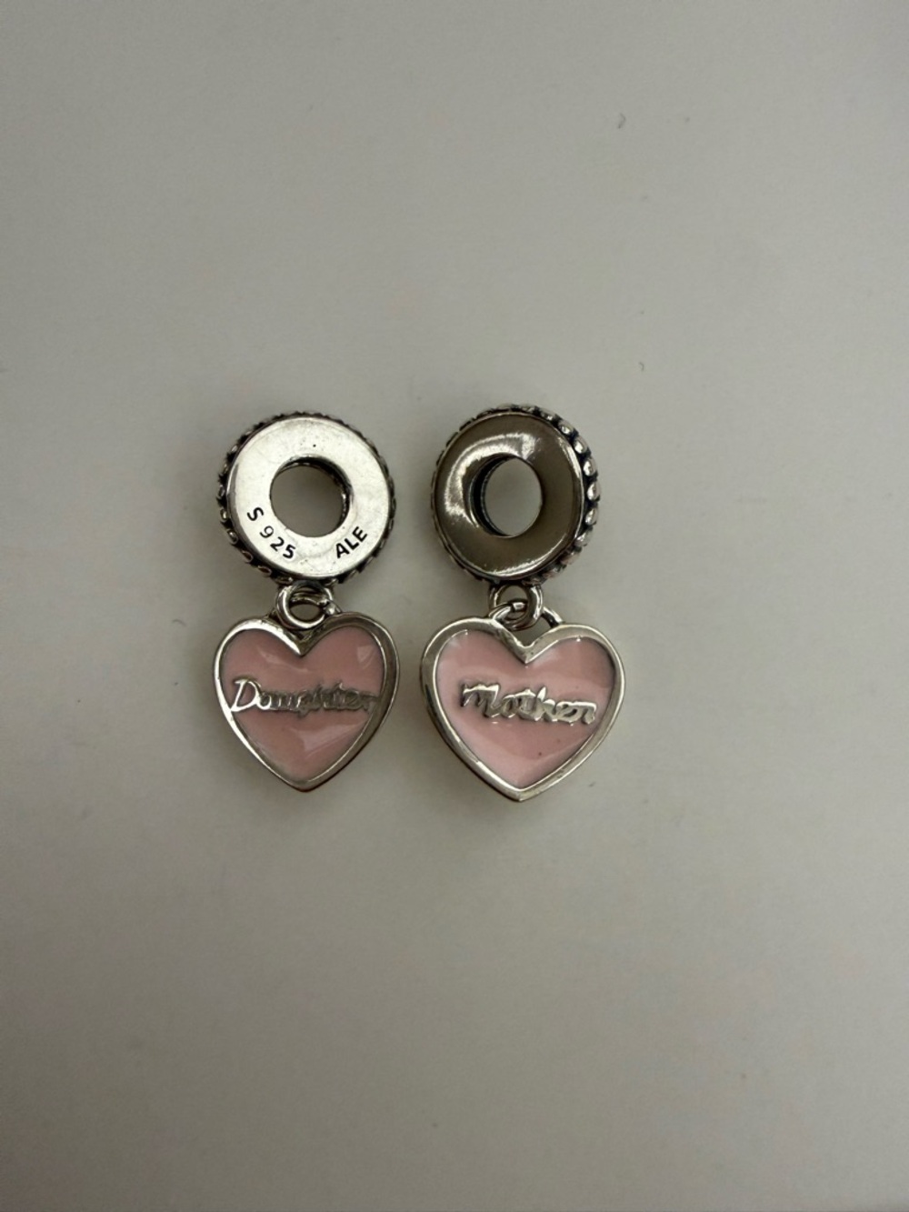 New No Box Pandora Mother & Daughter Hearts Dangle Charm Set